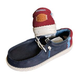 Hey Dude Kids' Moccasins in Navy and Burgundy